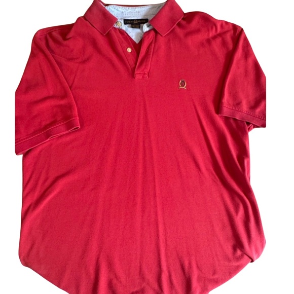 Vintage 90s Tommy Hilfiger Vibrant Red Polo Shirt XL - Picture 2 of 5